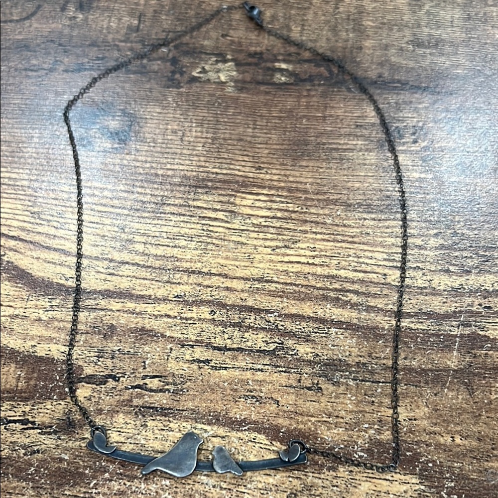 Elegant Silvery Black Bird Necklace